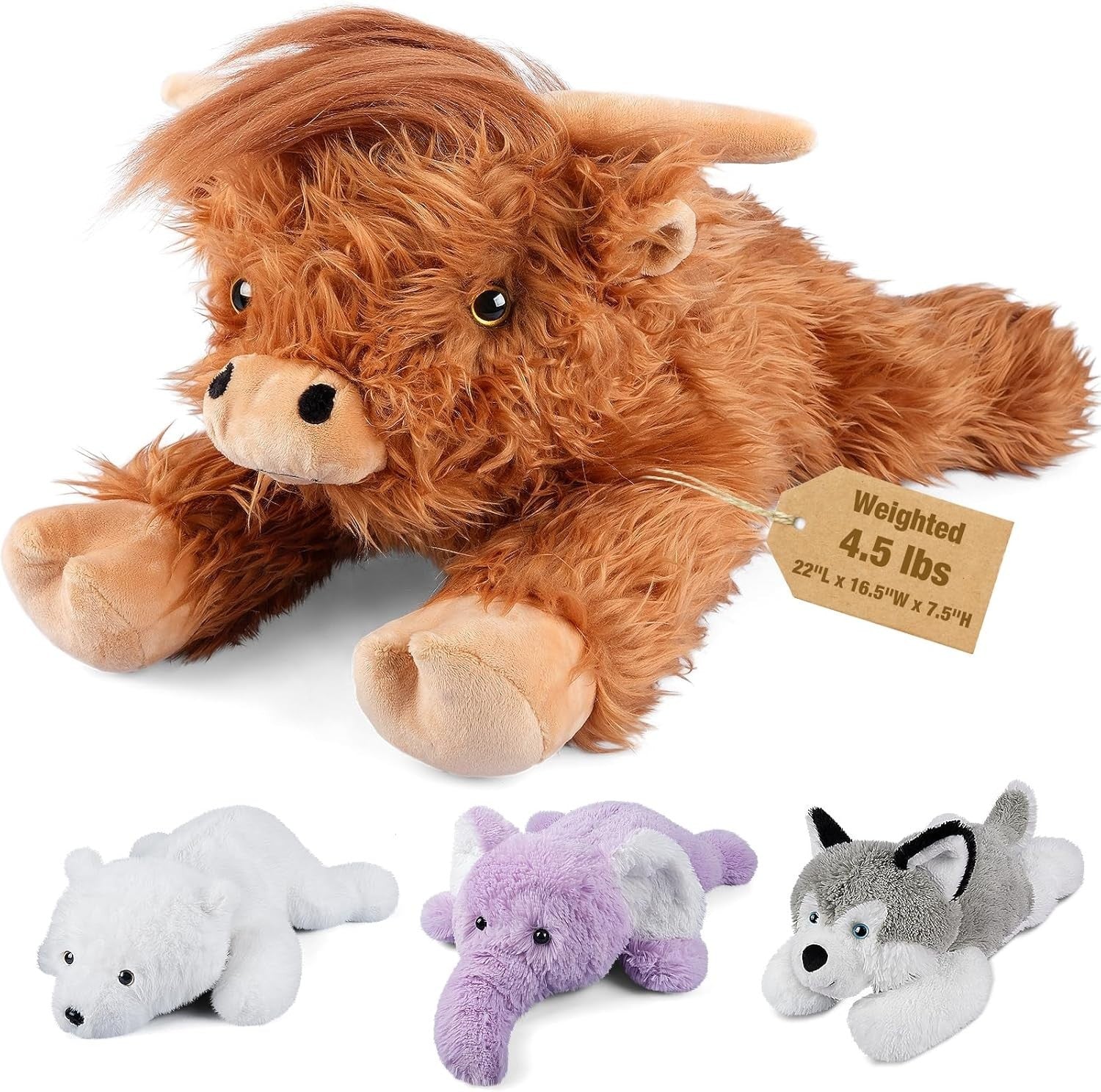 22" & 4.5 Lbs Highland Cow Weighted Stuffed Animal, Cuddly & Soft Kids' Plush...