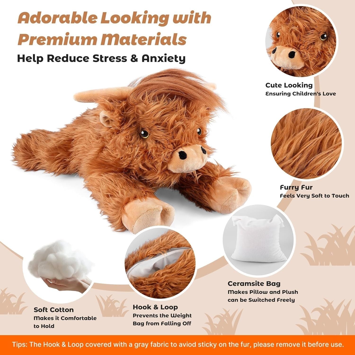 22" & 4.5 Lbs Highland Cow Weighted Stuffed Animal, Cuddly & Soft Kids' Plush...