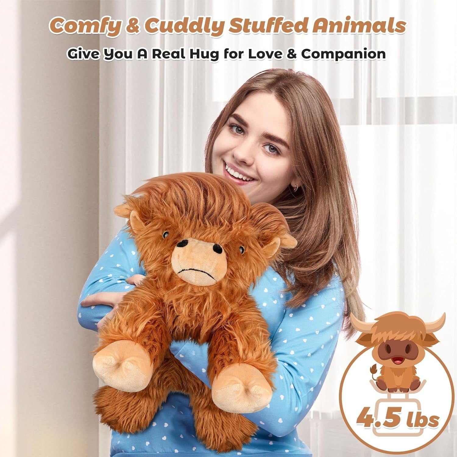 22" & 4.5 Lbs Highland Cow Weighted Stuffed Animal, Cuddly & Soft Kids' Plush...